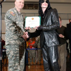 Michael Jackson visits U.S. Army Base Camp Zama in Japan on March 10, 2007