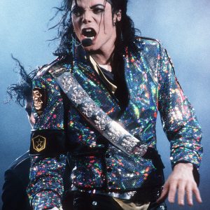 Michael Jackson performs during his Dangerous World Tour at Bucharest National Stadium on October 1, 1992.