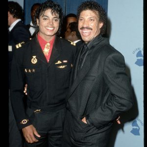 Michael Jackson and Lionel Richie attend the 28th Annual GRAMMY Awards on February 25, 1986 at the Shrine Auditorium in Los Angeles, California.