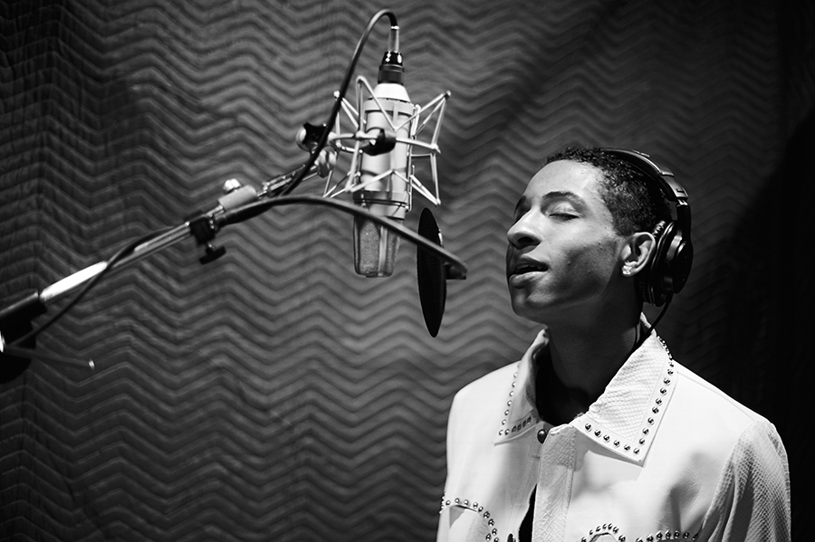 Myles Frost in recording studio for MJ the Musical cast recording. The album was released July 15, 2022.
