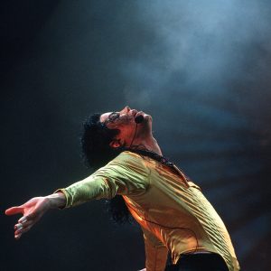 Michael Jackson performs in concert during Dangerous World Tour.